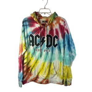 ACDC Y2K VINTAGE Tie Dye Hoodie Est 1973 Graphic Hoodie Sweatshirt